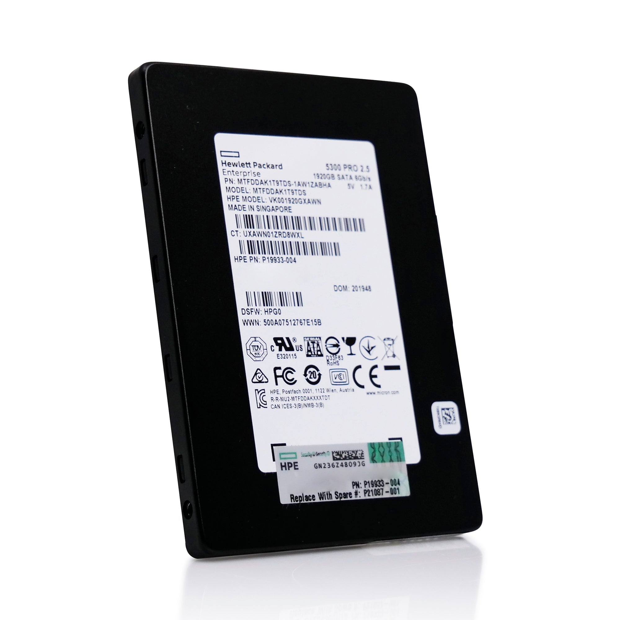 HP VK001920GXAWN 1.92TB SATA 6Gb/s 3D TLC 2.5in Refurbished SSD