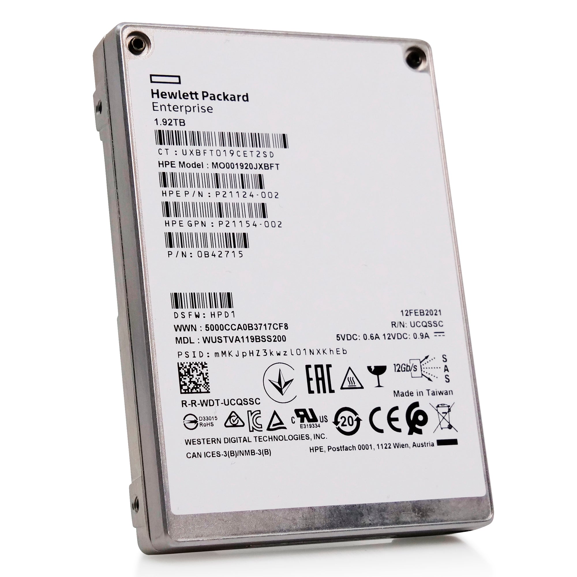 Western Digital/HP Ultrastar DC SS540 WUSTVA119BSS200 1.92TB 1DWPD SAS 12Gb/s 3D TLC 2.5in Recertified Solid State Drive
