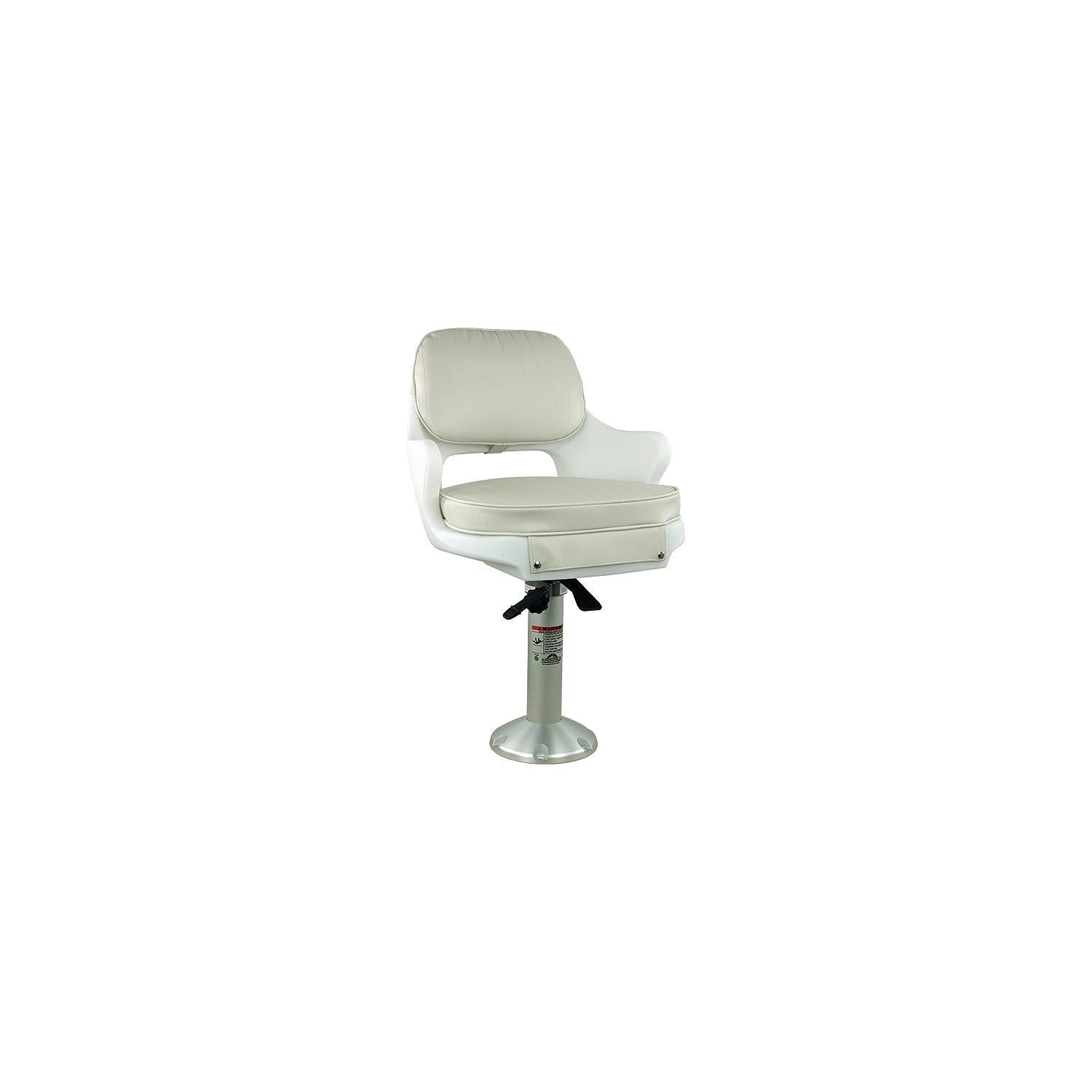 Springfield 1001414-L Yachtsman Fixed Height Chair Package, White, Includes Seat/Armrest/Cushions, Pedestal, Locking Slide/Swivel