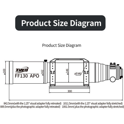 ZWO FF130 APO Astronomical Telescope (OTA Only)