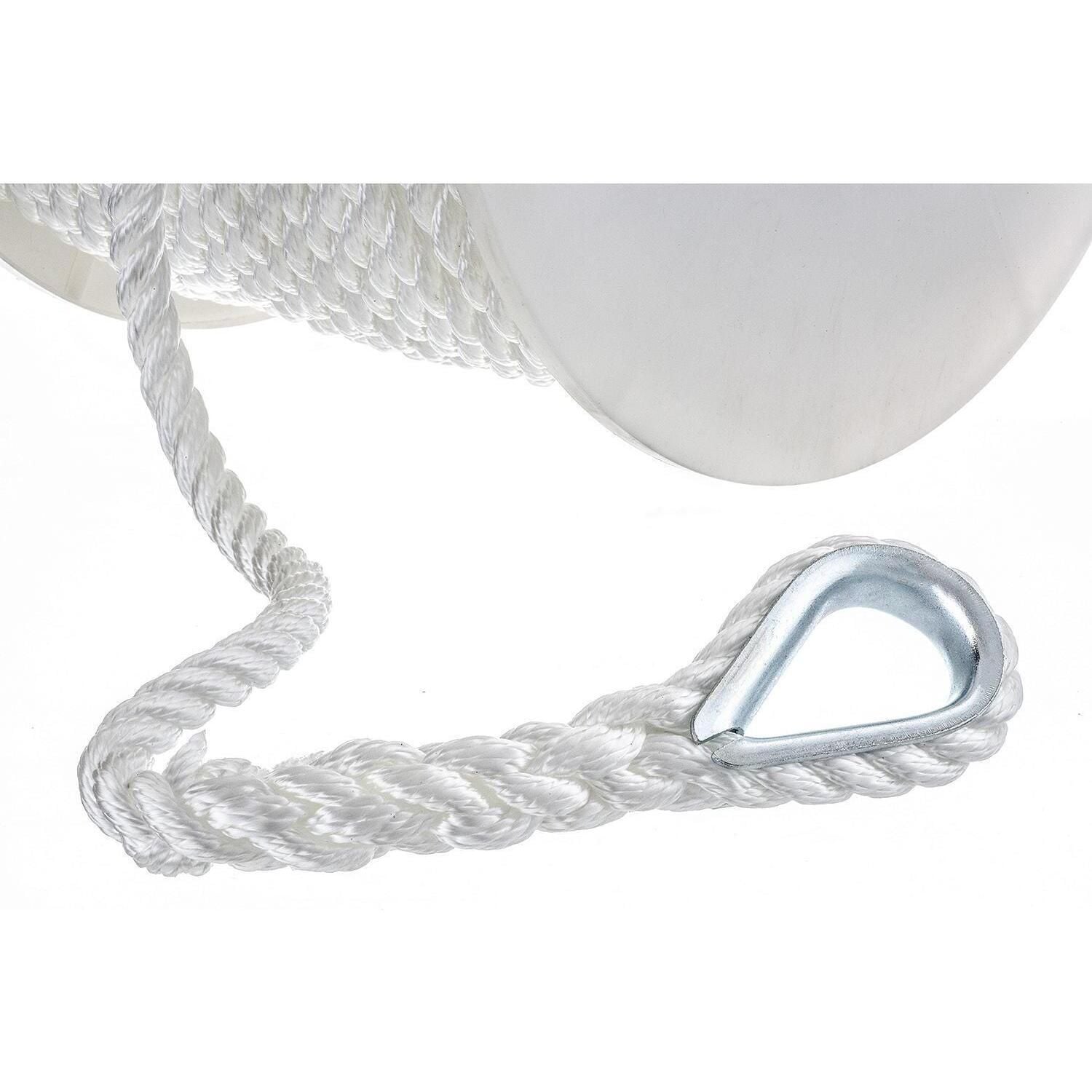 Seachoice 40731 3-Strand Twisted Nylon Anchor Line White, 1/2" x 100'