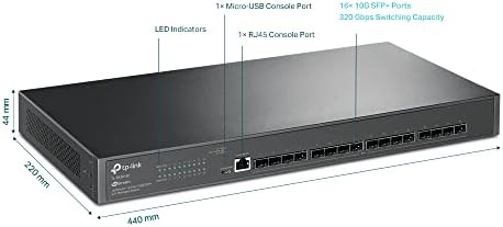 TP-Link TL-SX3016F | 16 Port 10G SFP+ Enterprise Level Switch | L2+ Smart Managed | Omada SDN Integrated | IPv6 | Static Routing | L2/L3/L4 QoS, IGMP & LAG | 5 Year Manufacturer Warranty