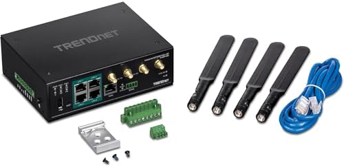 TRENDnet Industrial AC1200 Wireless Gigabit PoE+ Router, TI-WP100, 4 x Gigabit PoE+ Ports, 1 x Gigabit WAN Port, IP30 Housing, 120W PoE Power Budget, Dual-WAN, Dual-Band WiFi, VPN, Inter-VLAN Routing