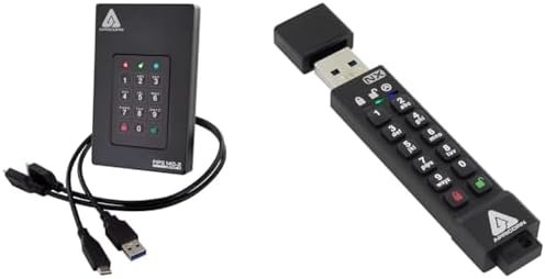 Apricorn 2TB Aegis Fortress L3 USB 3.0 Hardware Encrypted Portable Drive and 128GB Aegis Secure Key 3 NX FIPS 140-2 Level 3 Validated Secure USB 3.0 Flash Drive Bundle|B0D4QVV8S8