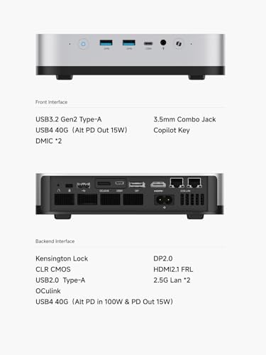 MINISFORUM Mini PC AI X1 Pro AMD Ryzen AI 9 HX370(12Cores/24 Threads&AMD Radeon 890M Mini Gaming PC,96GB DDR5 2TB SSD,8K Quad Output(HDMI+DP+2xUSB4,Dual 2.5 LAN/WIFI7/BT5.4/Oculink,Copilot PC
