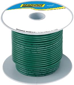Seachoice 50-63108 Tinned Copper Marine Wire, 14 AWG, Green, 100'