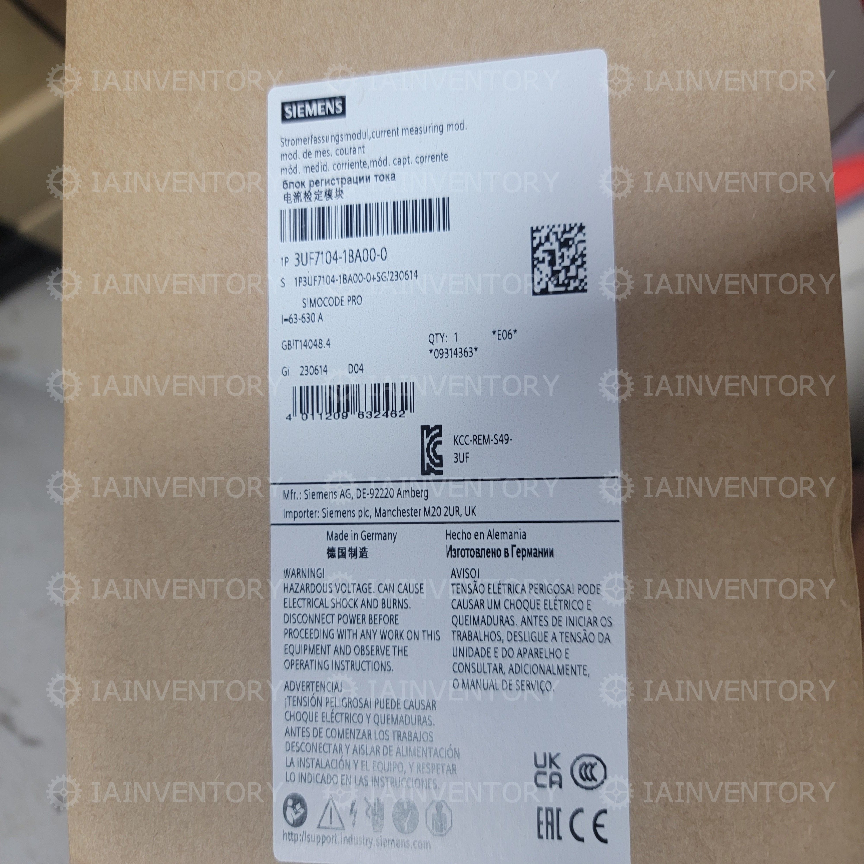 SIEMENS 3UF7104-1BA00-0 CURRENT MEASURING MODULE