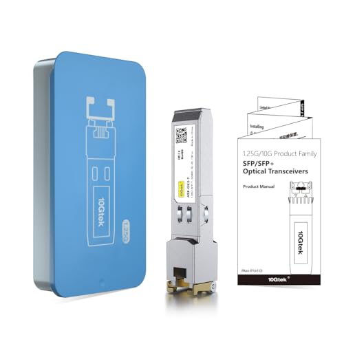 10Gtek 𝟭𝟬/𝟭𝟬𝟬/𝟭𝟬𝟬𝟬𝗕𝗮𝘀𝗲-𝗧 𝗖𝗼𝗽𝗽𝗲𝗿 𝗦𝗙𝗣, Auto-Negotiation SFP to RJ45 Mini-GBIC Transceiver or Cisco GLC-T(10/100/1000)/SFP-GE-T(10/100/1000) Pack of 2|B09NNMP934