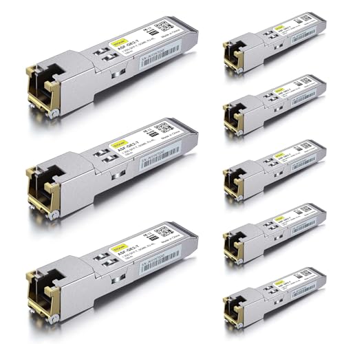 10Gtek 𝟭𝟬/𝟭𝟬𝟬/𝟭𝟬𝟬𝟬𝗕𝗮𝘀𝗲-𝗧 𝗖𝗼𝗽𝗽𝗲𝗿 𝗦𝗙𝗣, Auto-Negotiation SFP to RJ45 Mini-GBIC Transceiver or Cisco GLC-T(10/100/1000)/SFP-GE-T(10/100/1000) Pack of 2|B09NNMP934
