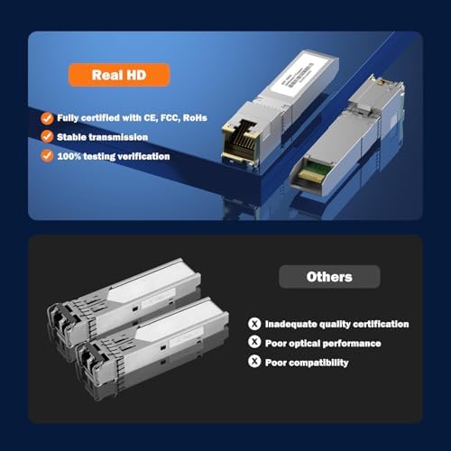 [4 Pack] 10Gb SFP+ to RJ-45 Module Transceiver 98Ft (30m), SFP+ Copper Ethernet for CAT6a /7 Transceivers Compatible with 5Gb/ 2.5Gb/ 1Gb, NOT Compatible with Brand Dell, Aruba, HP, H3C|B0F8HM46HY