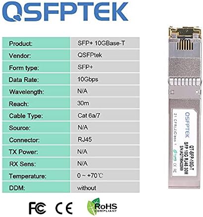 4Pack 10GBASE-T SFP+ to RJ45 Copper Module Mini-GBIC Transceiver for Cisco SFP-10G-T-S, Ubiquiti UF-RJ45-10G , Netgear, Mikrotik, D-Link, Supermicro, TP-Link, Linksys, CAT6A/CAT7, up to 100FT(30M)|B08P4MJ36T