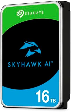 Seagate Skyhawk AI 16TB Video Internal Hard Drive HDD – 3.5 Inch SATA 6Gb/s 512MB Cache for DVR NVR Security Camera System with Drive Health Management and in-House Rescue Services (ST16000VE004)|B0DG3JB7G5