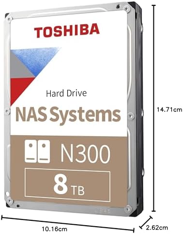 Toshiba N300 16TB NAS 3.5-Inch Internal Hard Drive - CMR SATA 6 GB/s 7200 RPM 512 MB Cache - HDWG51GXZSTA|B0CYR2ZZCX