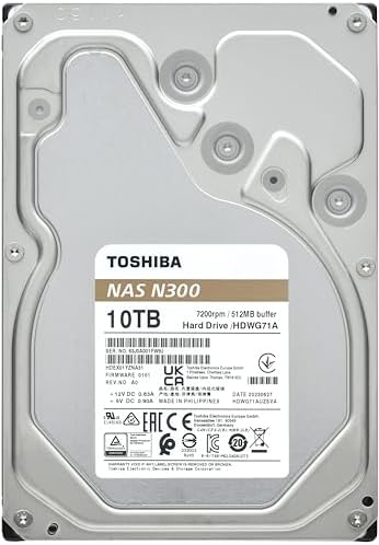 Toshiba N300 16TB NAS 3.5-Inch Internal Hard Drive - CMR SATA 6 GB/s 7200 RPM 512 MB Cache - HDWG51GXZSTA|B0CYR2ZZCX