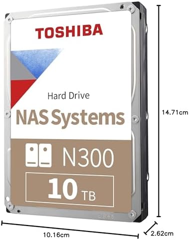 Toshiba N300 16TB NAS 3.5-Inch Internal Hard Drive - CMR SATA 6 GB/s 7200 RPM 512 MB Cache - HDWG51GXZSTA|B0CYR2ZZCX