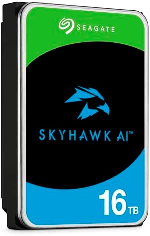 Seagate Skyhawk AI 16TB Video Internal Hard Drive HDD – 3.5 Inch SATA 6Gb/s 512MB Cache for DVR NVR Security Camera System with Drive Health Management and in-House Rescue Services (ST16000VE004)|B0DG3JB7G5