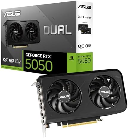 ASUS Dual NVIDIA GeForce RTX 3050 6GB OC Edition Gaming Graphics Card - PCIe 4.0, 6GB GDDR6 Memory, HDMI 2.1, DisplayPort 1.4a, 2-Slot Design, Axial-tech Fan Design, 0dB Technology, Steel Bracket|B0CVCG2VPK
