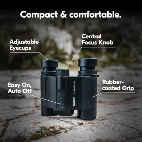 Nikon STABILIZED 12x25 Binoculars - Optical Image Stabilization, Blur-Free View, Waterproof Design, 12x Magnification for Hunting, Birdwatching & Outdoor Activities