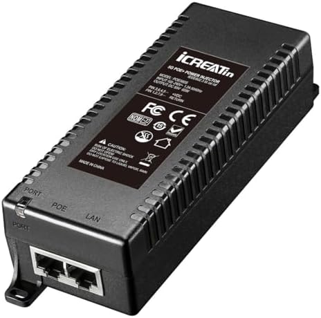 Gigabit POE+ Injector, 802.3AT, 30W 48V PoE Adapter Compatible with UBIQUITI U-POE-at, U-POE-AF, U6 AP U6-LR, U6-LITE & U6-PRO, TRENDnet TPE-115GI, TP-Link TL-PoE160S|B0DBKNKGCK