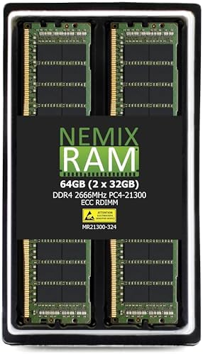 NEMIX RAM 128GB (4X32GB DDR4 2666MHZ PC4-21300 2Rx4 1.2V CL19 288-PIN ECC RDIMM Registered Server Memory KIT