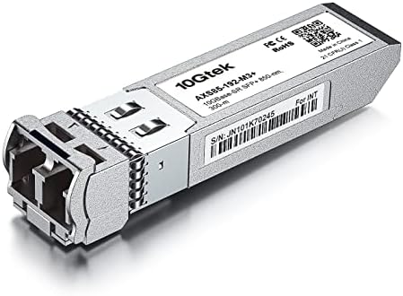 10Gtek 10GBase-SR SFP+ LC Transceiver, 10G 850nm Multimode SFP Module, up to 300 Meters, for Cisco SFP-10G-SR, Meraki MA-SFP-10GB-SR, Ubiquiti UniFi UF-MM-10G, Fortinet, Mikrotik and More, Pack of 10|B00ZCDDOPS