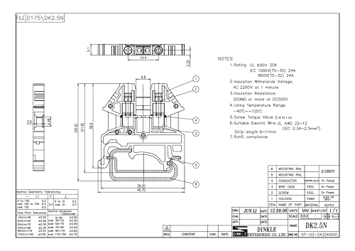 DIN Rail Terminal Blocks Gray Kit by International Connector 20 Dinkle DK2.5N 12 AWG Gauge 20A 600V Ground DK4N-PE Jumper DSS2.5N-10P End Covers End Brackets Grey|B07RWF97XT