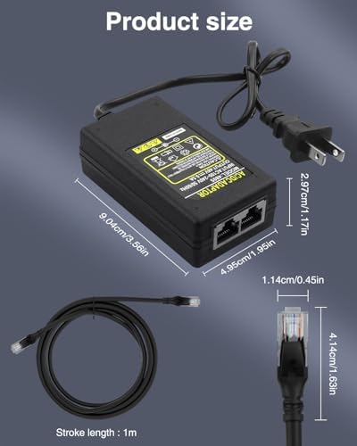 Gigabit PoE Injector 48V Power Over Ethernet Supply Adapter 10/100/1000Mbps IEEE 802.3at/af RJ45 Compliant for Camera IP Phone PoE Switch and More PoE Devices with 3FT Cat 6 Gigabit Ethernet Cable|B0F9XBG8RT