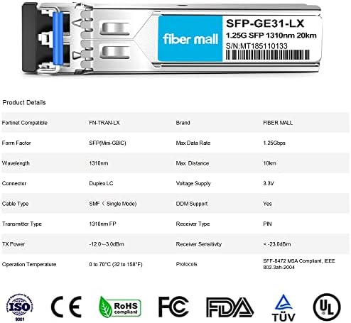 1G SFP SX for HPE ProCurve J4858C J4858B J4858A HPE Aruba J4858D 1000BASE-SX SFP LC Mini-GBIC 850nm 550m Multimode Transceiver Module|B0899JZ2SF