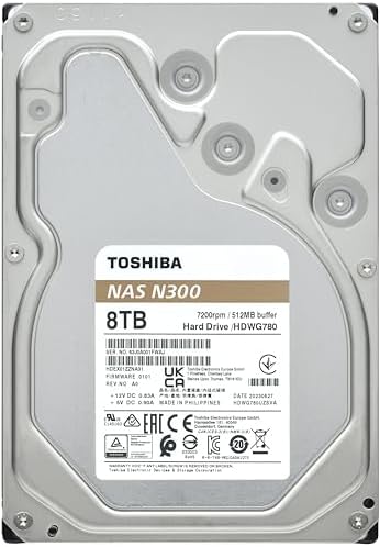 Toshiba N300 16TB NAS 3.5-Inch Internal Hard Drive - CMR SATA 6 GB/s 7200 RPM 512 MB Cache - HDWG51GXZSTA|B0CYR2ZZCX