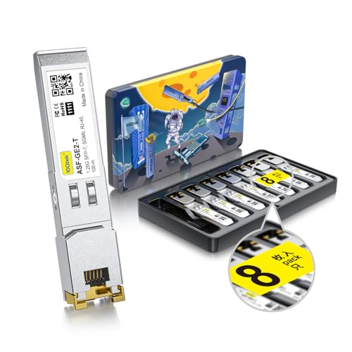 10Gtek 𝟭𝟬/𝟭𝟬𝟬/𝟭𝟬𝟬𝟬𝗕𝗮𝘀𝗲-𝗧 𝗖𝗼𝗽𝗽𝗲𝗿 𝗦𝗙𝗣, Auto-Negotiation SFP to RJ45 Mini-GBIC Transceiver or Cisco GLC-T(10/100/1000)/SFP-GE-T(10/100/1000) Pack of 2|B09NNMP934