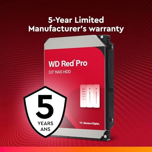 Western Digital 24TB WD Red Pro NAS Internal Hard Drive HDD - 7200 RPM, SATA 6 Gb/s, CMR, 512 MB Cache, 3.5" - WD240KFGX|B0D24TQK3Q