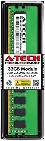 A-Tech Server 32GB Kit (2x16GB DDR4 2666MHz PC4-21300 ECC UDIMM 2Rx8 Dual Rank 1.2V ECC Unbuffered DIMM 288-Pin Server & Workstation RAM Memory Upgrade Modules (A-Tech Enterprise Series