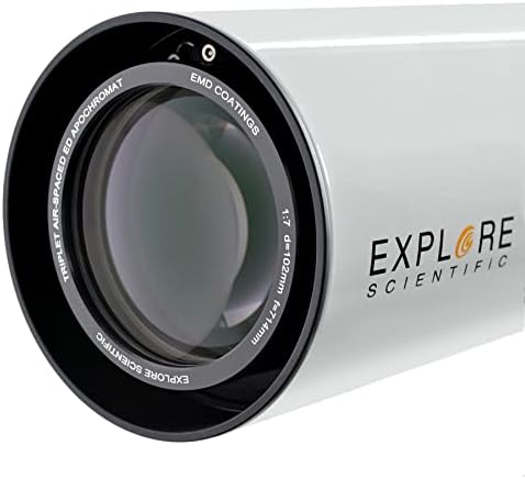 Explore Scientific FCD100 Series ED102 102mm f/7 Air-Spaced Aluminum Apochromatic Triplet Refractor Telescope (OTA Only), 1.14 arcsec Resolution, 714mm Focal Length|B0758NQV6Q
