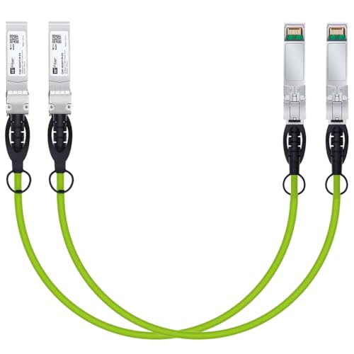 H!Fiber 2 Pack SFP+ Cable, 10G SFP+ DAC, 0.5M(1.64ft), Passive Direct Attach Copper Twinax Cable for Cisco SFP-H10GB-CU0.5M, Ubiquiti UniFi UC-DAC-SFP+, Meraki, Mikrotik, Intel, Fortinet, Netgear|B09K7DZD6N