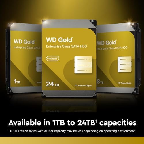 Western Digital 24TB WD Gold Enterprise Class SATA Internal Hard Drive HDD - 7200 RPM, SATA 6 Gb/s, 512 MB Cache, 3.5" - WD242KRYZ|B0DMB8BV8V