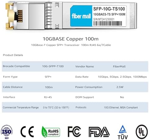 10G SFP+ RJ45 80m for Dell Force10 SFP-10G-T-80 GP-10GSFP-T80 10GBASE-T SFP+ 80m RJ45 Cat6a/7 Mini-GBIC 10gb Copper R-J45 Transceiver Module|B0B18FVQ1T