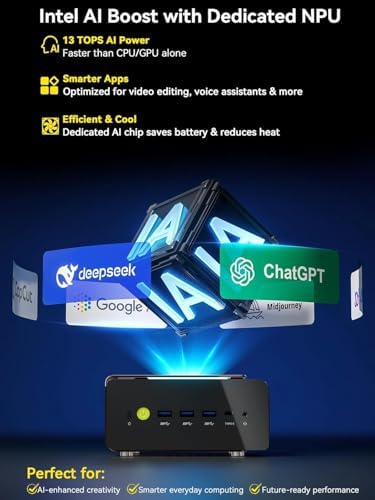 AI Mini PC Ultra 9 285H (Turbo 5.4GHz 96GB DDR5 2TB PCIe 4.0 SSD Mini Gaming Computer 3X M.2 Expansion Slots, Oculink, Quad Screen 8K Display EVO-T1