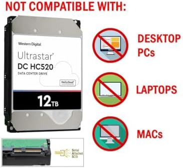 HGST WD Ultrastar DC HC520 HUH721212AL4200 12TB HDD 7200 RPM SAS 12Gb/s Interface 4Kn ISE 3.5-Inch Helium Data Center Enterprise Internal Hard Disk Drive, Model: 0F29560|B074JJ2LDH