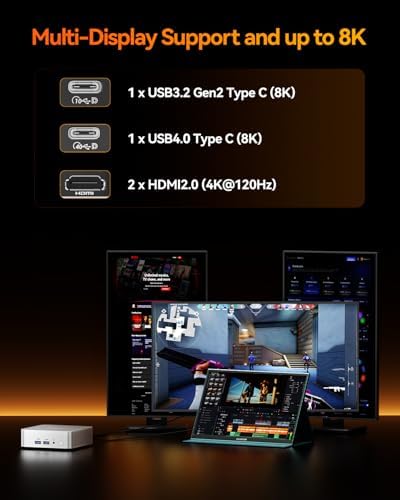 GEEKOM A8 Mini PC with AMD Ryzen 7 8745HS (Beats 6800H), 16GB DDR5 RAM (Upgradable, Not LPDDR) 1TB NVMe SSD, Windows 11 Pro Desktop Computer for Home&Business, USB4, SD Slot, 8K | WiFi 6E, 2.5G LAN|B0F5VY7B9S