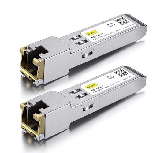 10Gtek 1.25G SFP 1000Base-SX Multimode LC Fiber Transceiver, 850nm MMF, 550m, for Cisco GLC-SX-MMD/SFP-GE-S, Meraki MA-SFP-1GB-SX, Fortinet, Ubiquiti UniFi UF-MM-1G, Mikrotik, TP-Link, Pack of 2|B08BP3JDBV
