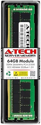 A-Tech 64GB Kit (2x32GB DDR4 2133MHz PC4-17000 ECC RDIMM 2Rx4 Dual Rank 1.2V ECC Registered DIMM 288-Pin Server & Workstation RAM Memory Upgrade Modules (A-Tech Enterprise Series