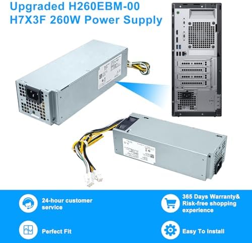 Upgraded H260EBM-00 260W Power Supply PSU Compatible with Dell Optiplex 3050 3060 3050M 5050 5060 7050 7060 7080 3080 5080 5090 7090 7080MT H7X3F H260EBM-00 Switching Power Supply,Connector: 6Pin+4Pin|B0DMW4VHT6