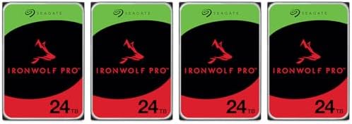 Seagate IronWolf Pro SATA III 3.5" Internal NAS Hard Drive, 7200 RPM - 24TB, 4-Pack|B0F1R4SYKX