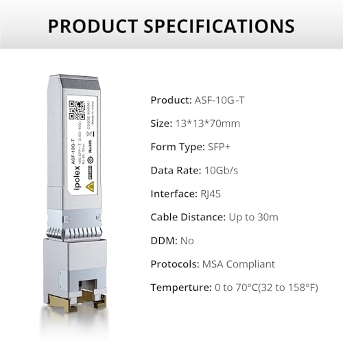 ipolex SFP+ 10GBase LR Singlemode Module, 10G SFP LC 1310nm Fiber Optic Transceiver for Cisco SFP-10G-LR, Ubiquiti UniFi UF-SM-10G, Meraki MA-SFP-10GB-LR, Netgear AXM762, Mikrotik and More, up to 10KM|B01EN33WYK