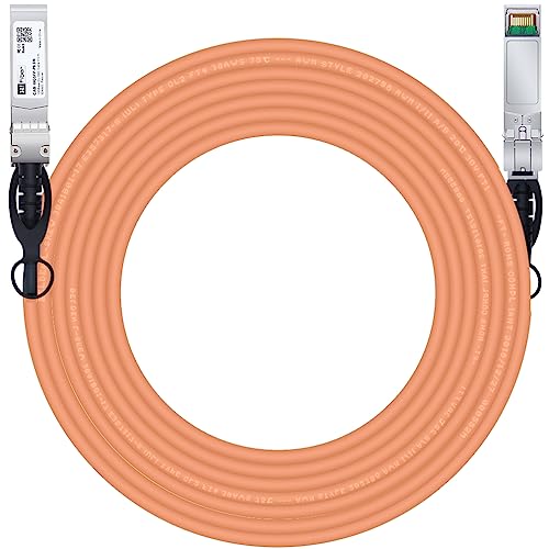 H!Fiber 2 Pack SFP+ Cable, 10G SFP+ DAC, 0.5M(1.64ft), Passive Direct Attach Copper Twinax Cable for Cisco SFP-H10GB-CU0.5M, Ubiquiti UniFi UC-DAC-SFP+, Meraki, Mikrotik, Intel, Fortinet, Netgear|B09K7DZD6N