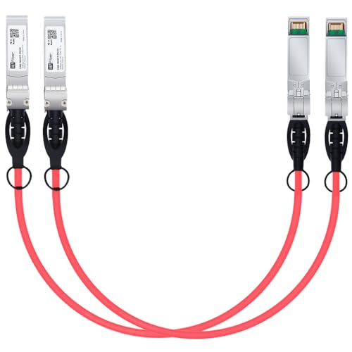 H!Fiber 2 Pack SFP+ Cable, 10G SFP+ DAC, 0.5M(1.64ft), Passive Direct Attach Copper Twinax Cable for Cisco SFP-H10GB-CU0.5M, Ubiquiti UniFi UC-DAC-SFP+, Meraki, Mikrotik, Intel, Fortinet, Netgear|B09K7DZD6N