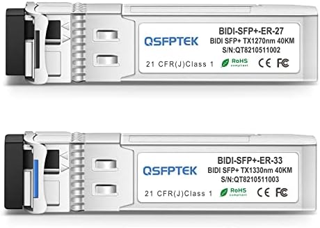 1 Pair 10G SFP+ Bidi Transceivers, 10gbe SFP LC Single-Mode Module, Bi-Directional Mini gbic for Cisco SFP-10G-BXD-I (1330nm-TX/1270nm-RX) / SFP-10G-BXU-I (1270nm-TX/1330nm-RX),10KM, with DDM|B07QLKDZJH