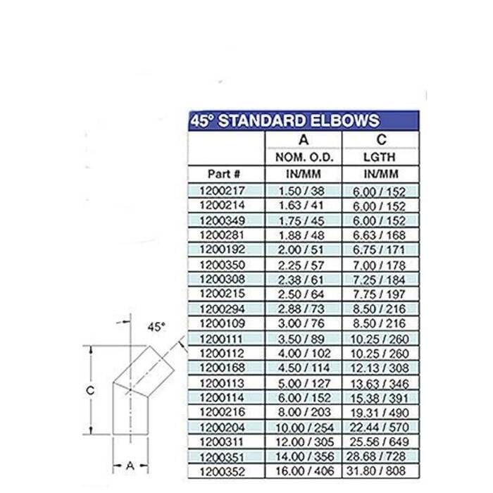 Centek Veratron 1200217 Elbow-45° x 1.5"