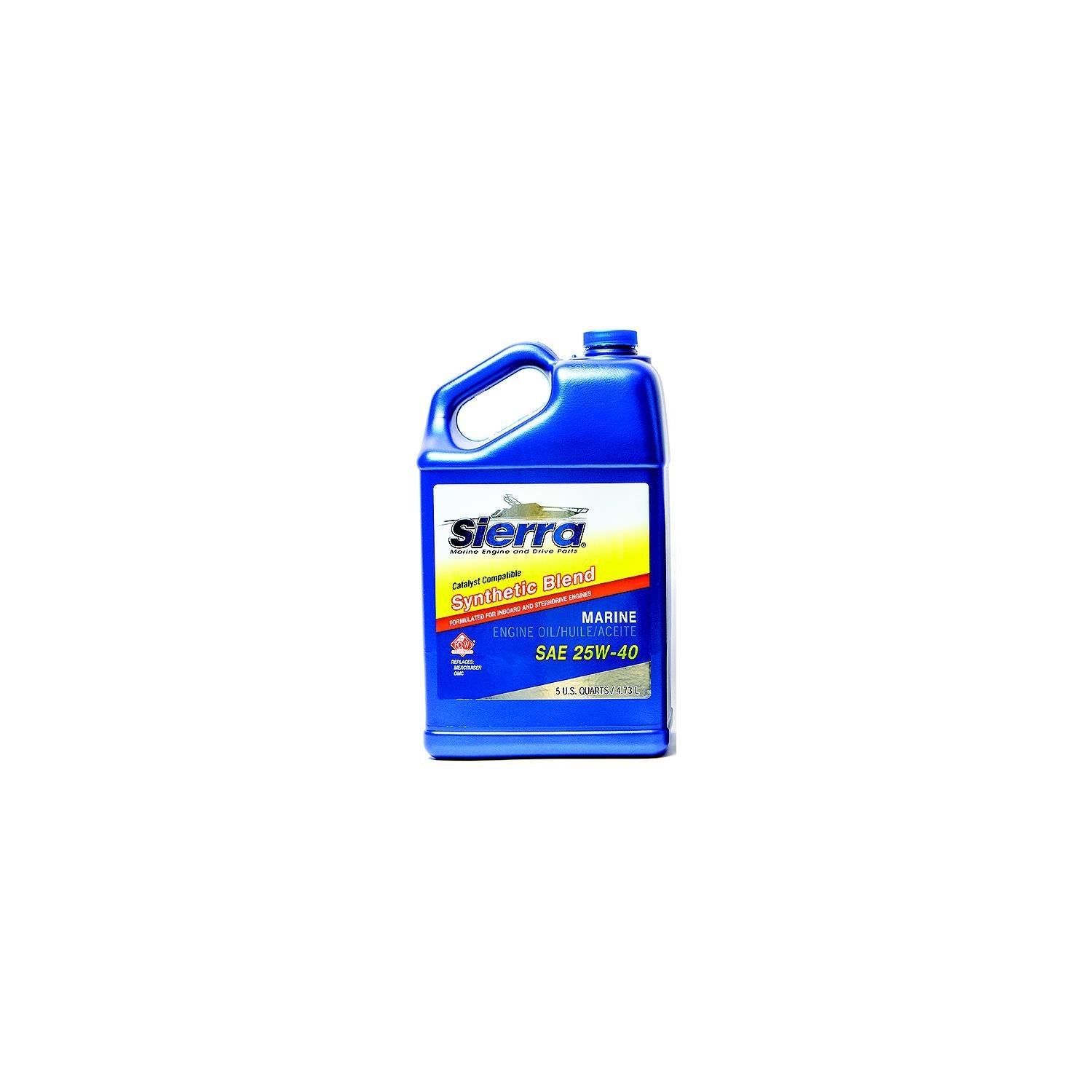 Sierra 18-9440CAT-4 Synthetic Blend 4-Cycle Inboard-Sterndrive Engine Oil, 25W40 FCW, 5 Qt.