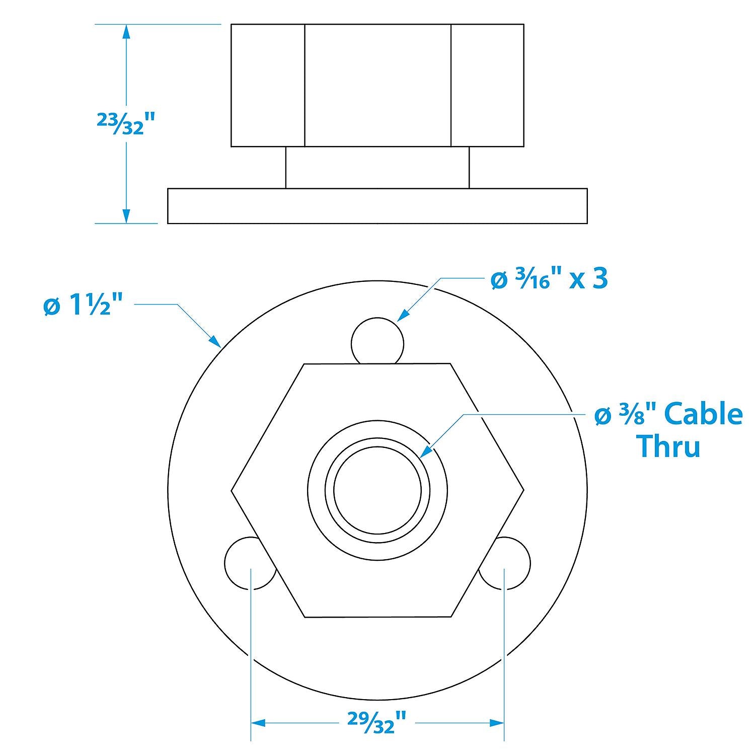 Seachoice 50-10031 Chrome Plated Brass Cable Outlet 3/8"